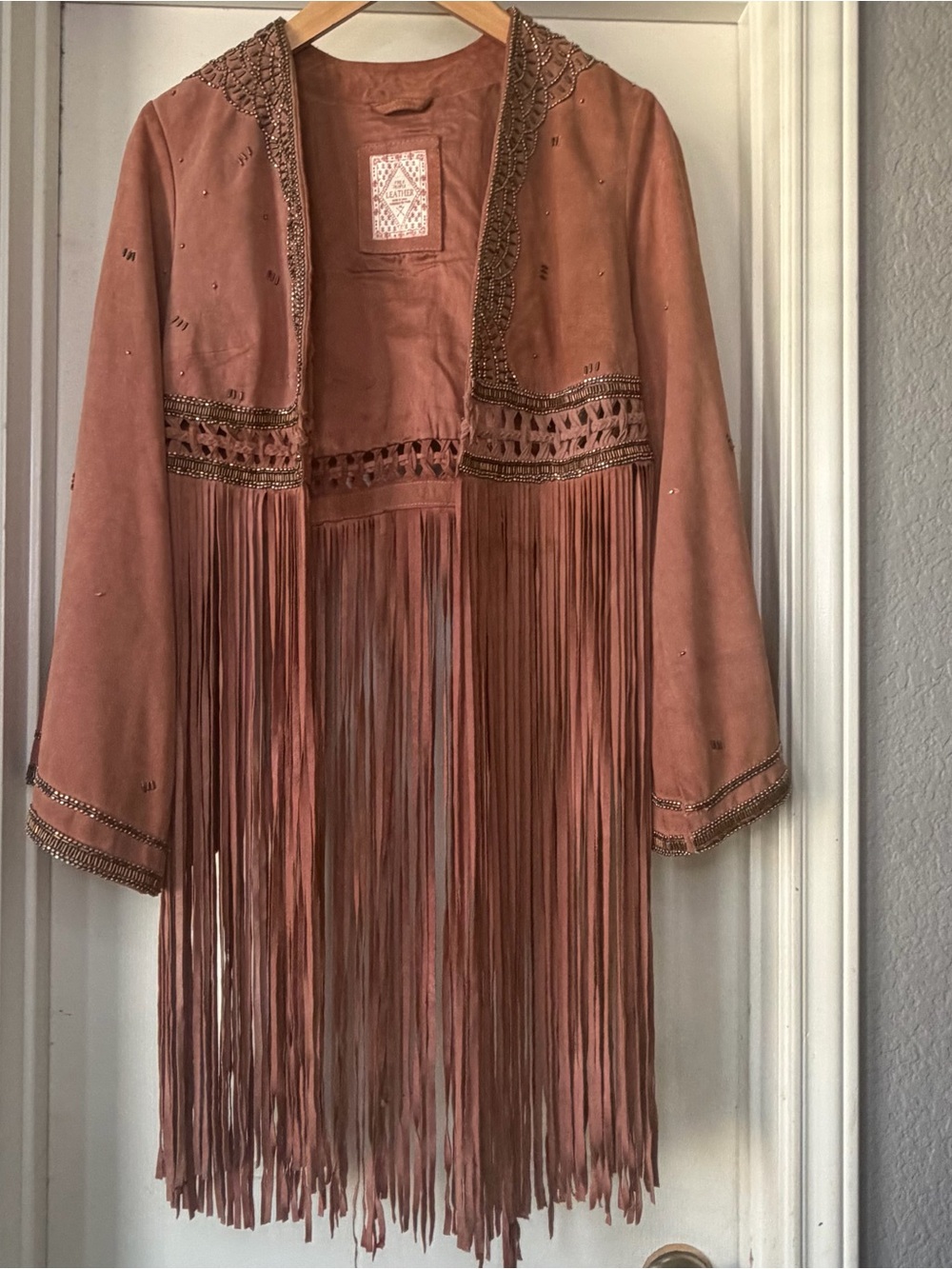 Free People Dramatic Sleeve Suede Kimono - Picture 2 of 8